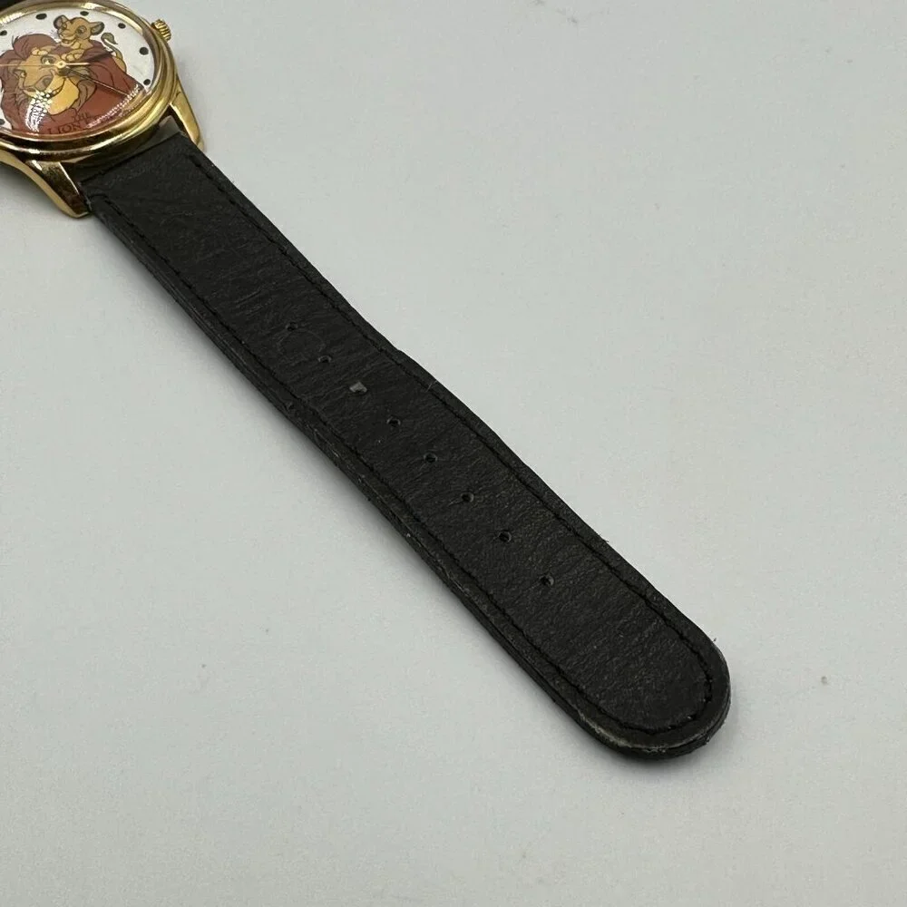 Timex Watch Women The Lion King Simba Mufasa Gold Tone Black Band Works 8.5